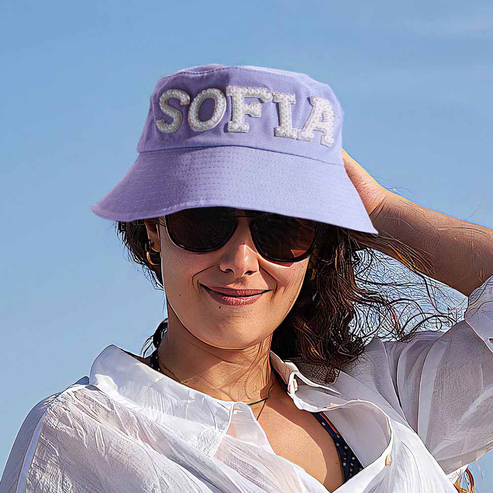 Custom Name Purple Fisherman Hat – Beach Vacation Sun Protection Accessory