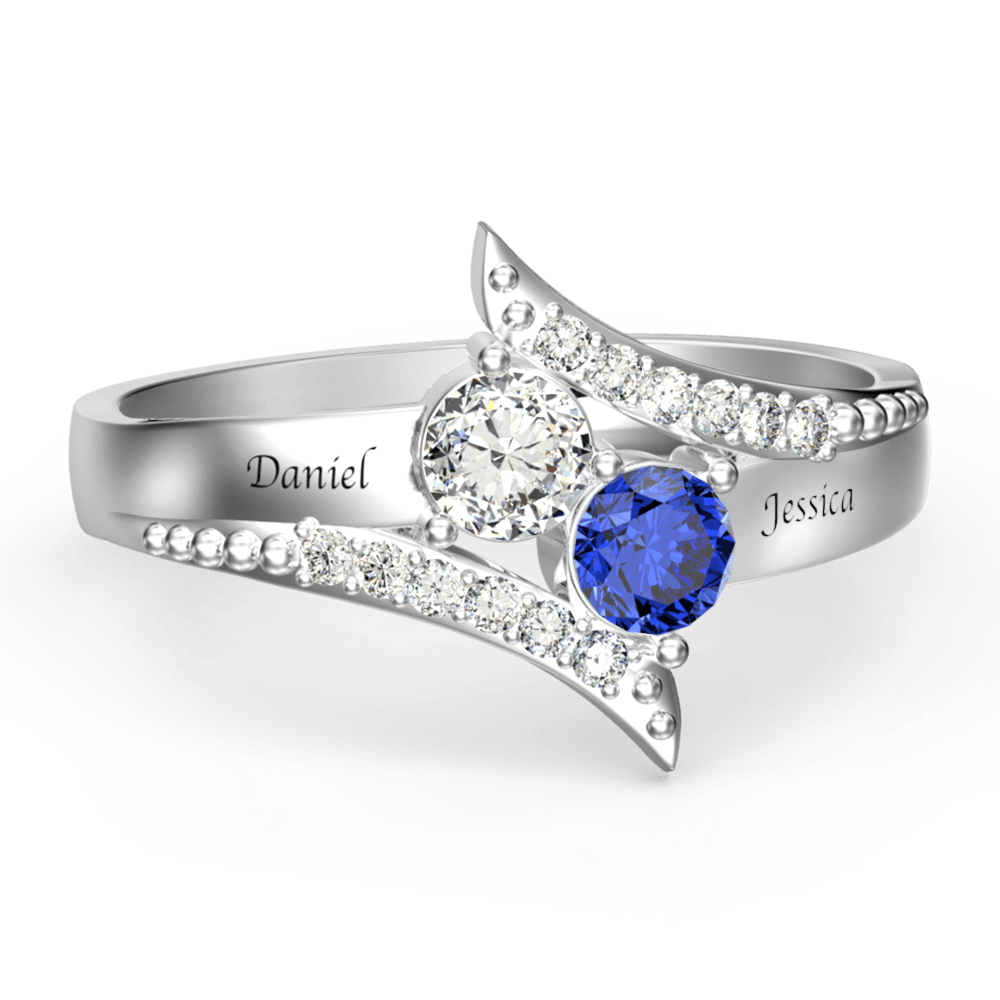 Promise ring with 2 birthstones discount
