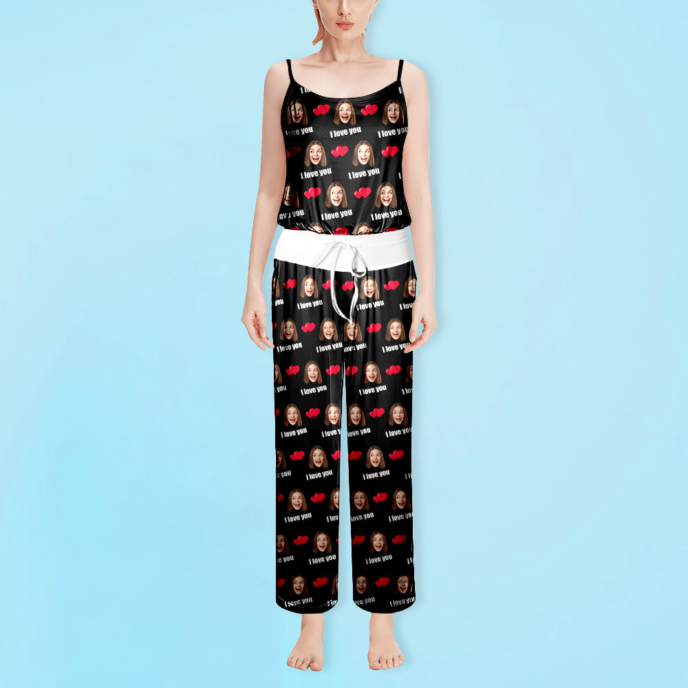 Custom Sleepwear Set With Face Customised Photo Pajamas Gifts for Her Heart & I love you