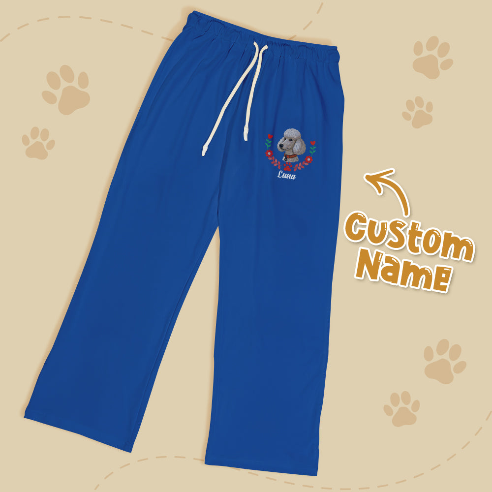Personalised Pet Name Lounge Pants – Embroidered-Style Custom Sleepwear for Pet Lovers