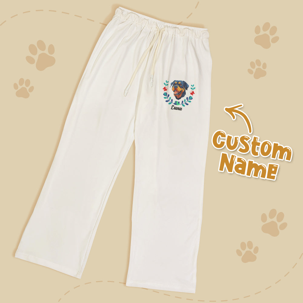 Personalised Pet Name Lounge Pants – Embroidered-Style Custom Sleepwear for Pet Lovers