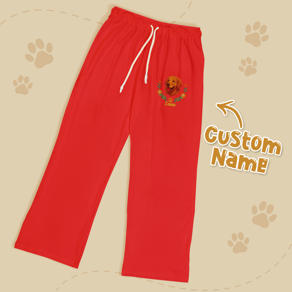 Personalised Pet Name Lounge Pants – Embroidered-Style Custom Sleepwear for Pet Lovers