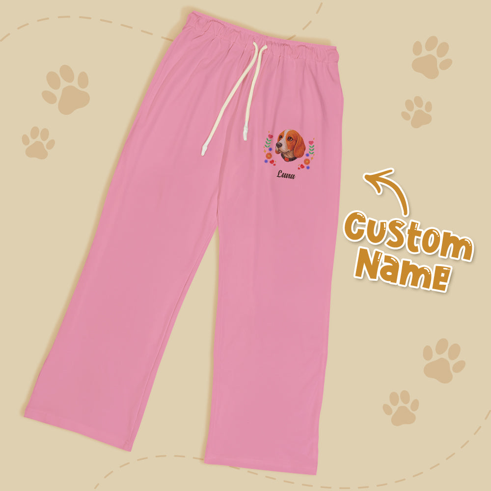 Personalised Pet Name Lounge Pants – Embroidered-Style Custom Sleepwear for Pet Lovers