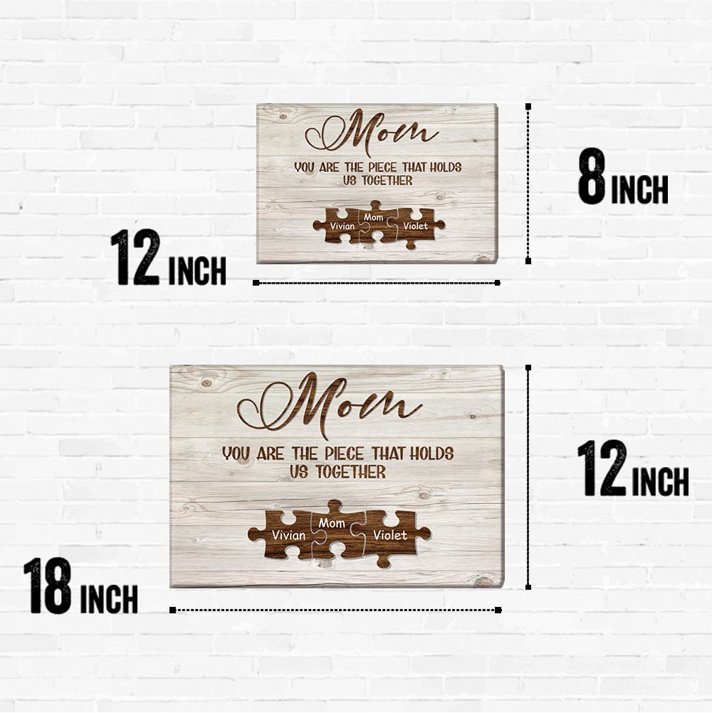 Custom Engraved Name Wall Art Name Puzzle Sign Canvas Gifts for Mom You Are the Piece that Hold Us Togather