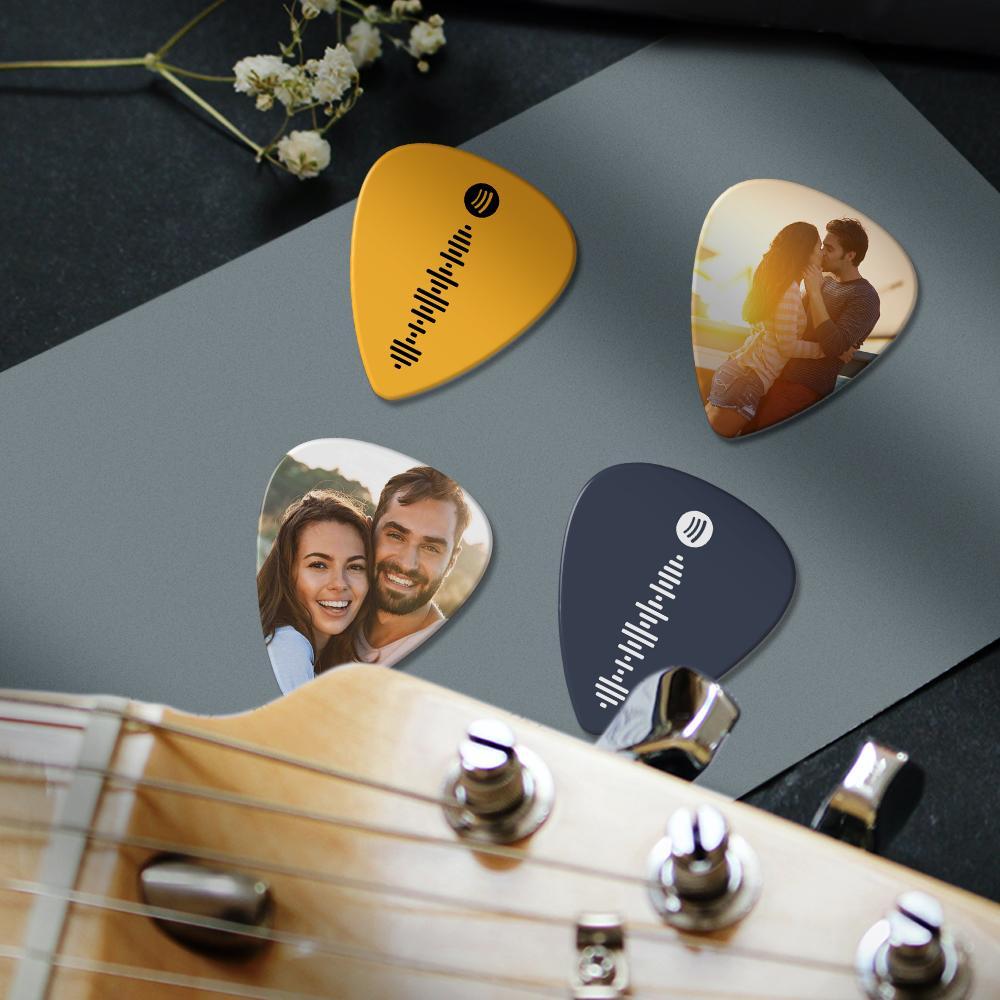 Customised Code Guitar Pick, Engraved Double-Sided Printed with Photo Guitar Pick Gifts 12Pcs Christmas Gifts