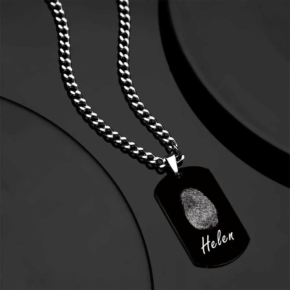 Custom Engraved Photo Necklace fingerprint Necklace