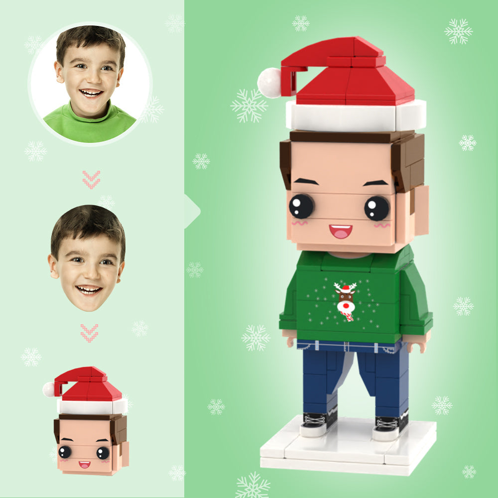 Christmas Gifts Custom Head Brick Figures Personalised Christmas Elk Boy Brick Figures Small Particle Block Toy