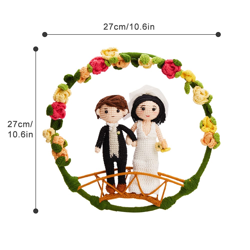 Custom Crochet Doll Personalised Gifts Handmade Mini Look alike Dolls Wedding Couple with Flower Circle