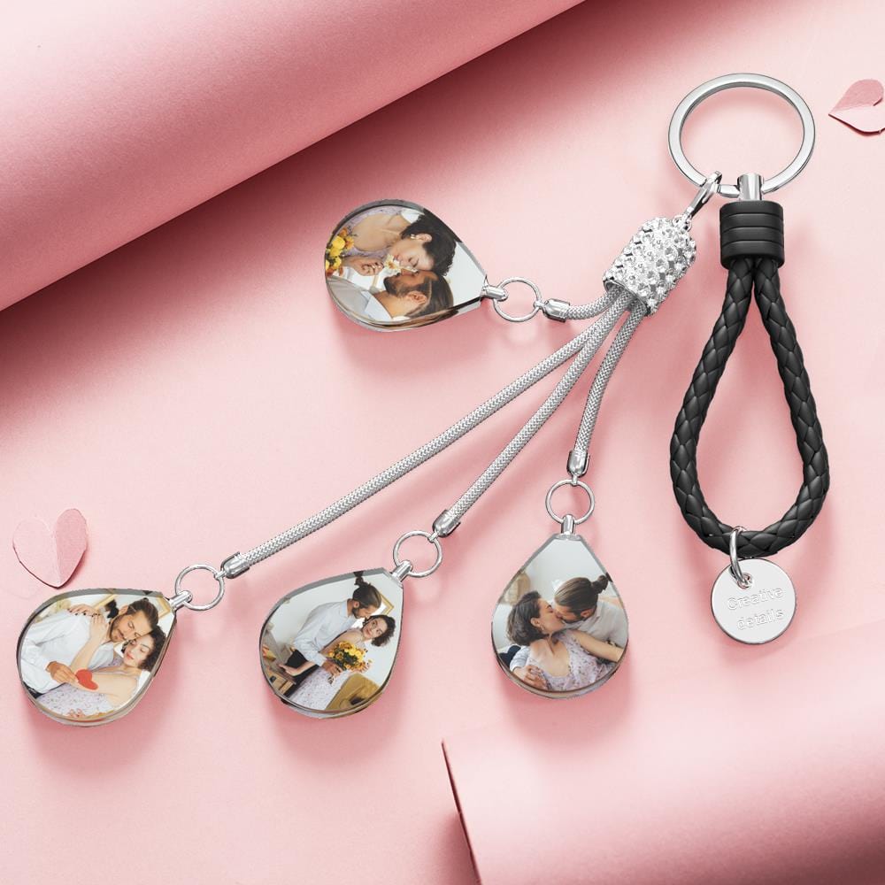 Custom Photo Keychain Diamond Inlaid Crystal Keychain Unique Gifts
