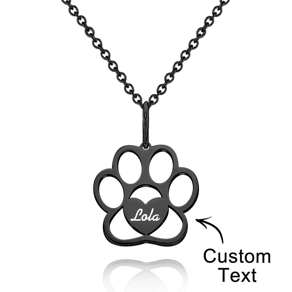 Personalised Paw Necklace with Name Dog Paw Necklace
