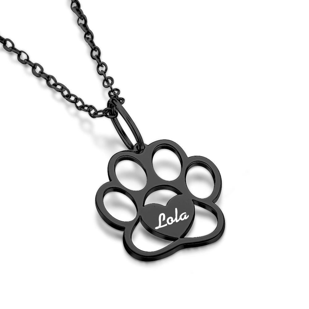 Personalised Paw Necklace with Name Dog Paw Necklace