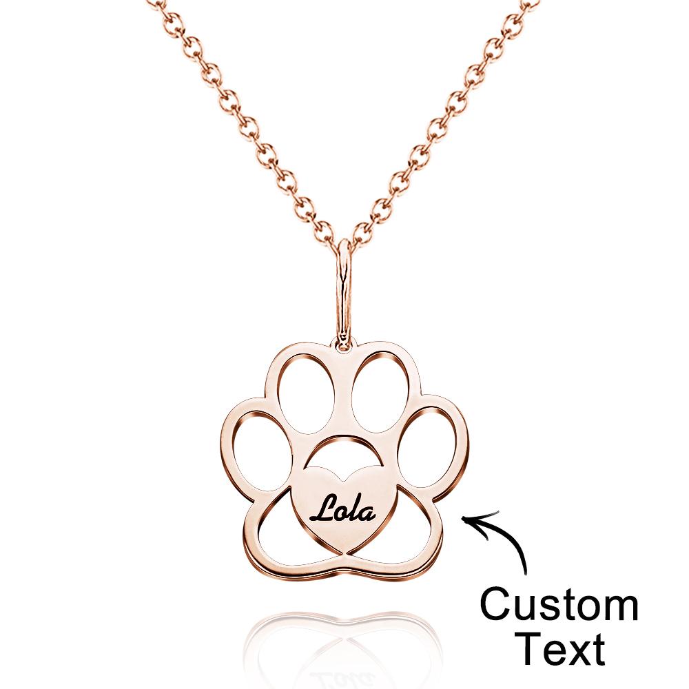 Personalised Paw Necklace with Name Dog Paw Necklace