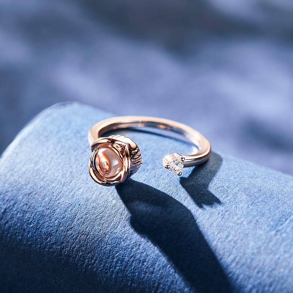 Custom Projection Ring Personalised Photo Open Ring for Women