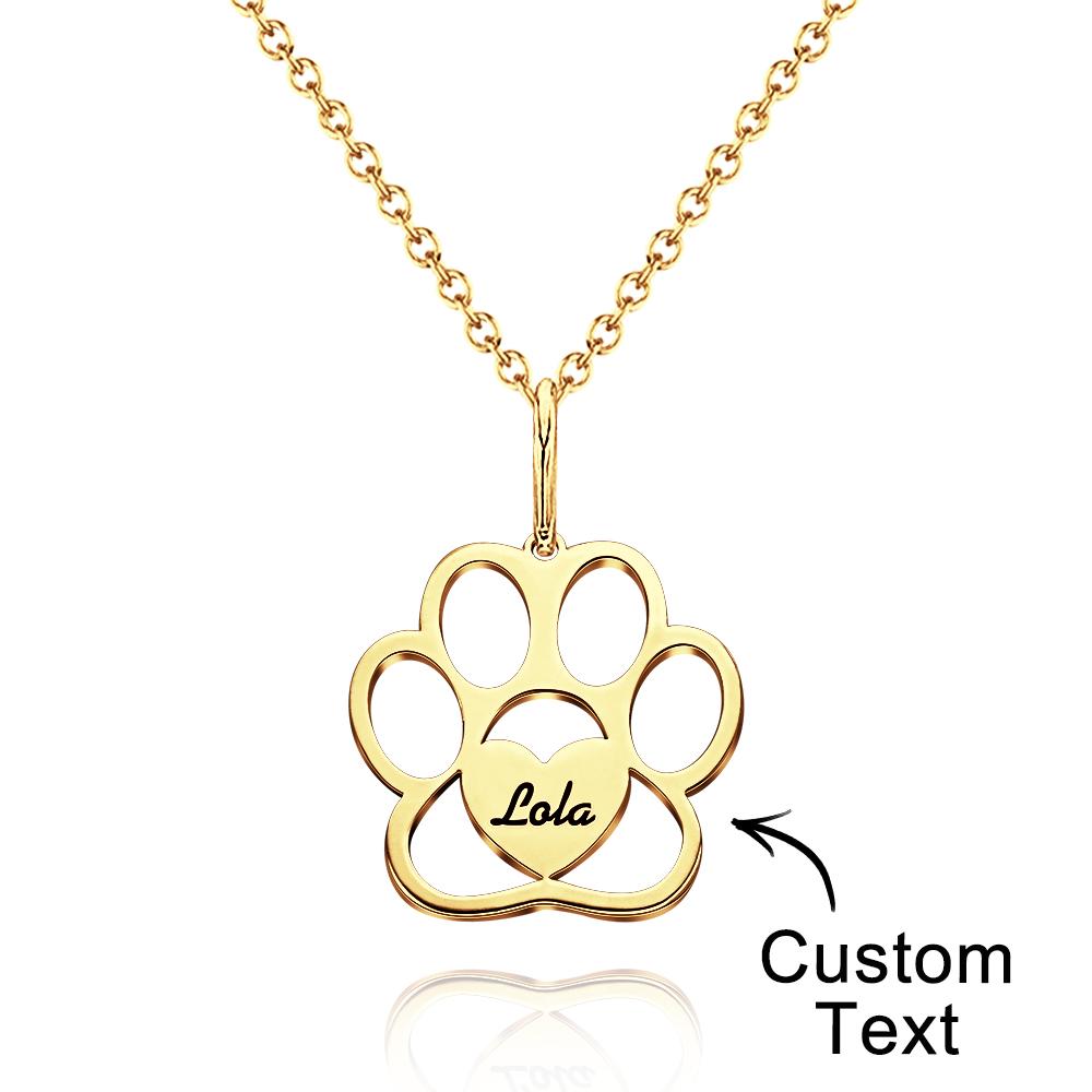 Personalised Paw Necklace with Name Dog Paw Necklace