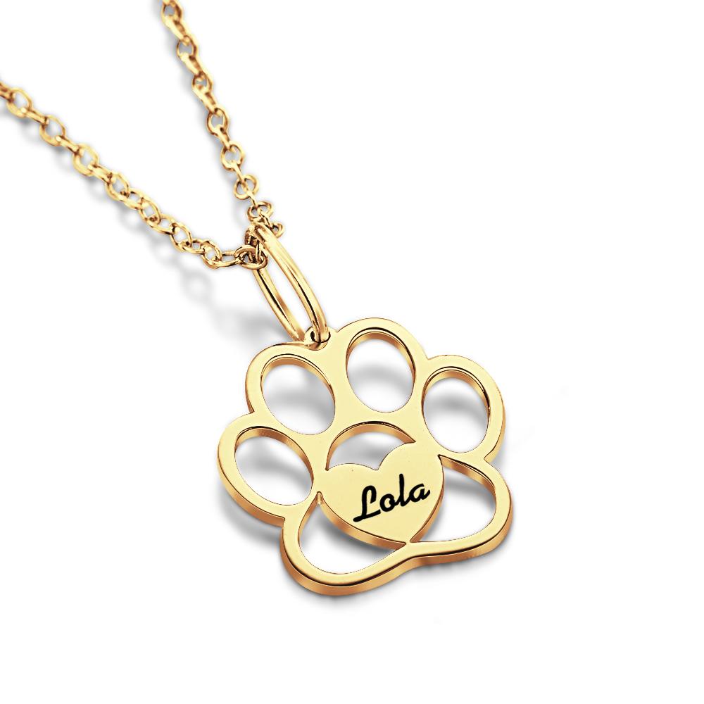 Personalised Paw Necklace with Name Dog Paw Necklace