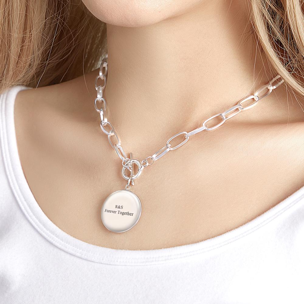 Personalised Photo Elegant Necklace Engraved Pendant Chain Necklace for Her