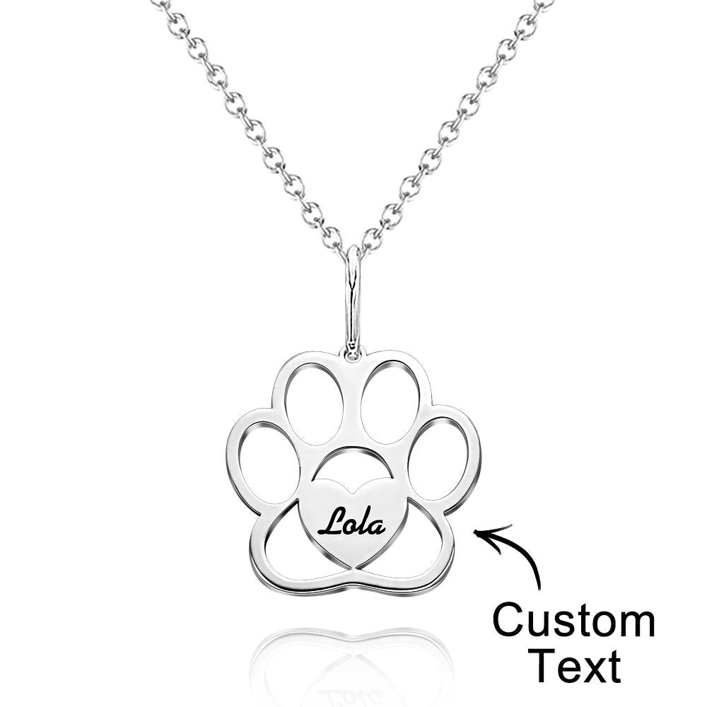 Personalised Paw Necklace with Name Dog Paw Necklace