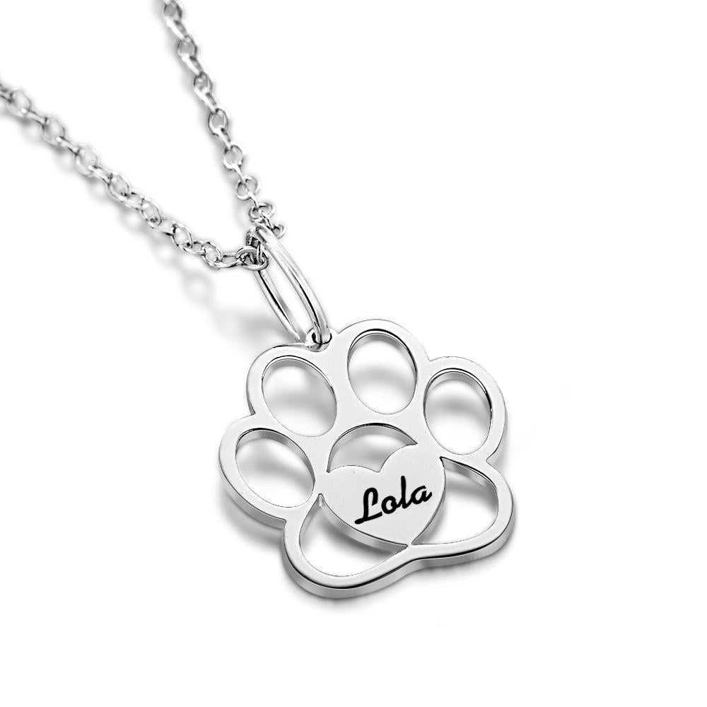 Personalised Paw Necklace with Name Dog Paw Necklace