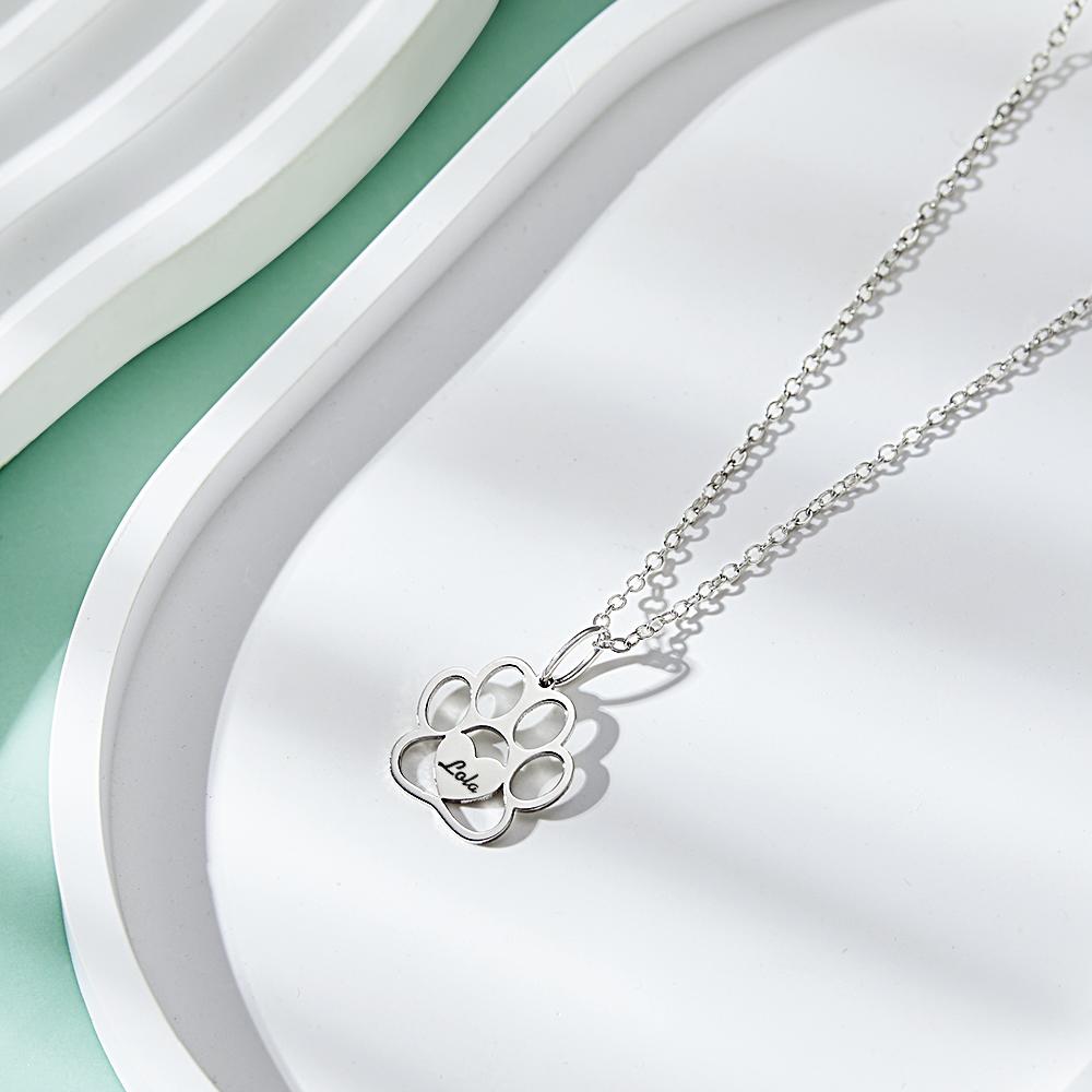 Personalised Paw Necklace with Name Dog Paw Necklace