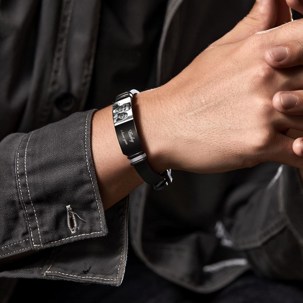 Custom Photo Engraved Bracelet Commemorate Men's Gifts