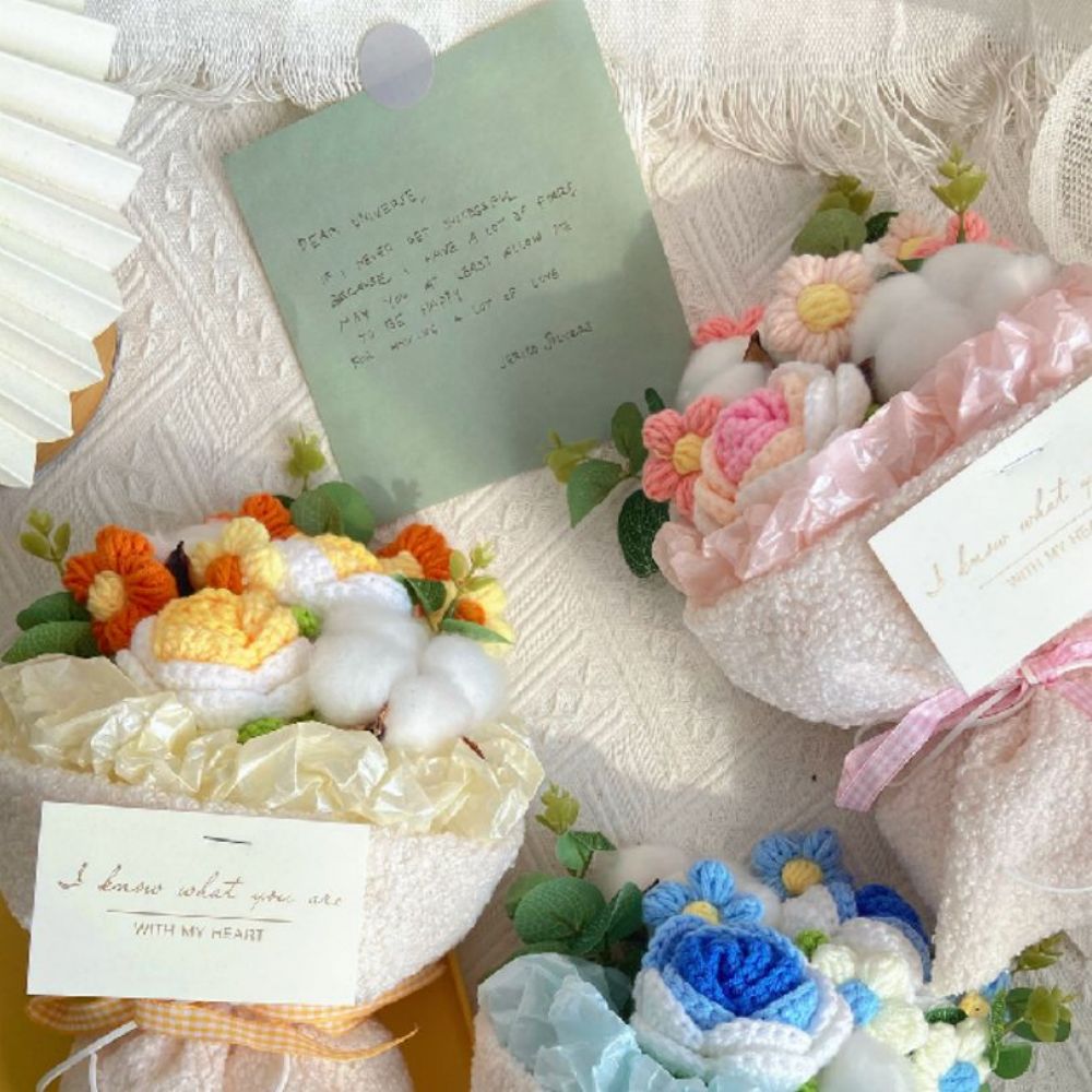 Handmade Crochet Flowers Bouquet Knitted Flowers Bouquet