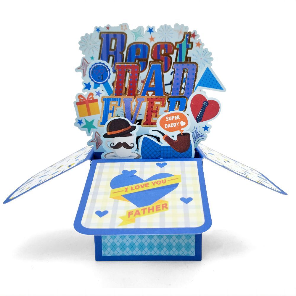 Father's Day 3D Pop Up Box Card Best Dad Ever Greeting Card for