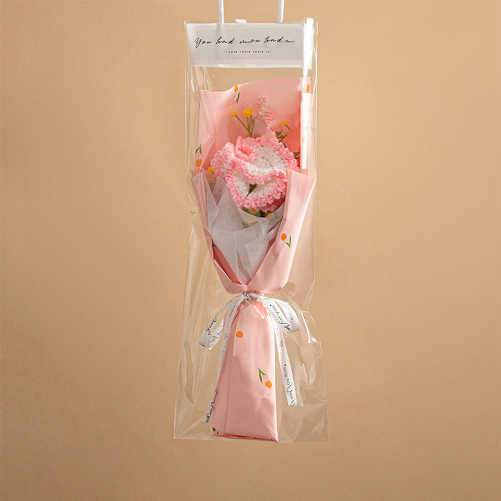 Personalised Crochet Flowers Bouquet Handmade Knitted Tulip with Light Strip Gift for Her