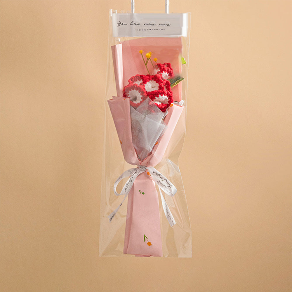 Personalised Crochet Flowers Bouquet Handmade Knitted Tulip with Light Strip Gift for Her
