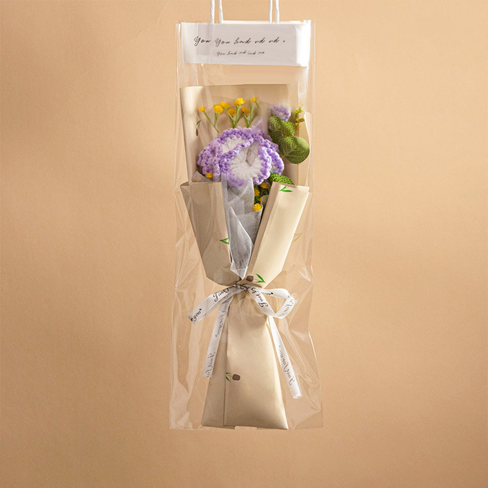 Personalised Crochet Flowers Bouquet Handmade Knitted Tulip with Light Strip Gift for Her