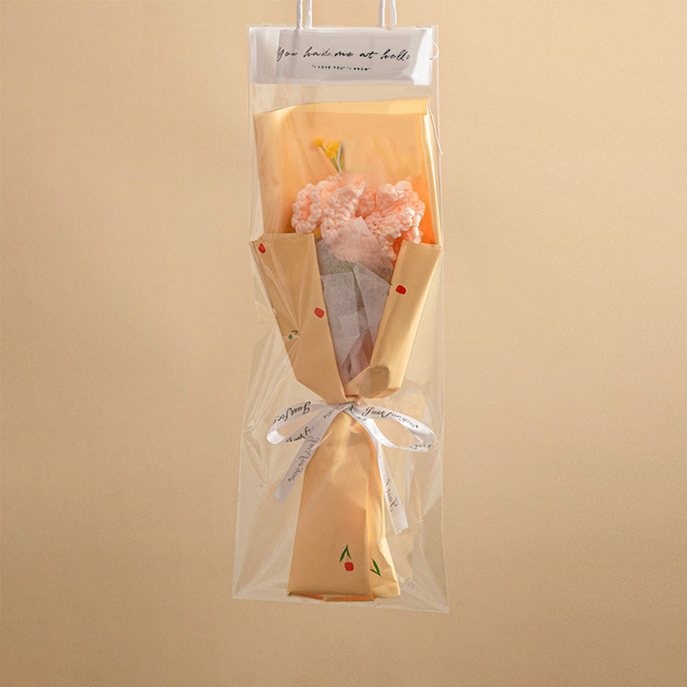 Personalised Crochet Flowers Bouquet Handmade Knitted Tulip with Light Strip Gift for Her