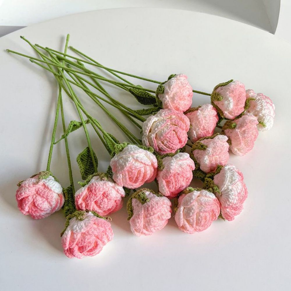 1pc Handmade Knitted Flower Rose Crochet Flower Gift for Her