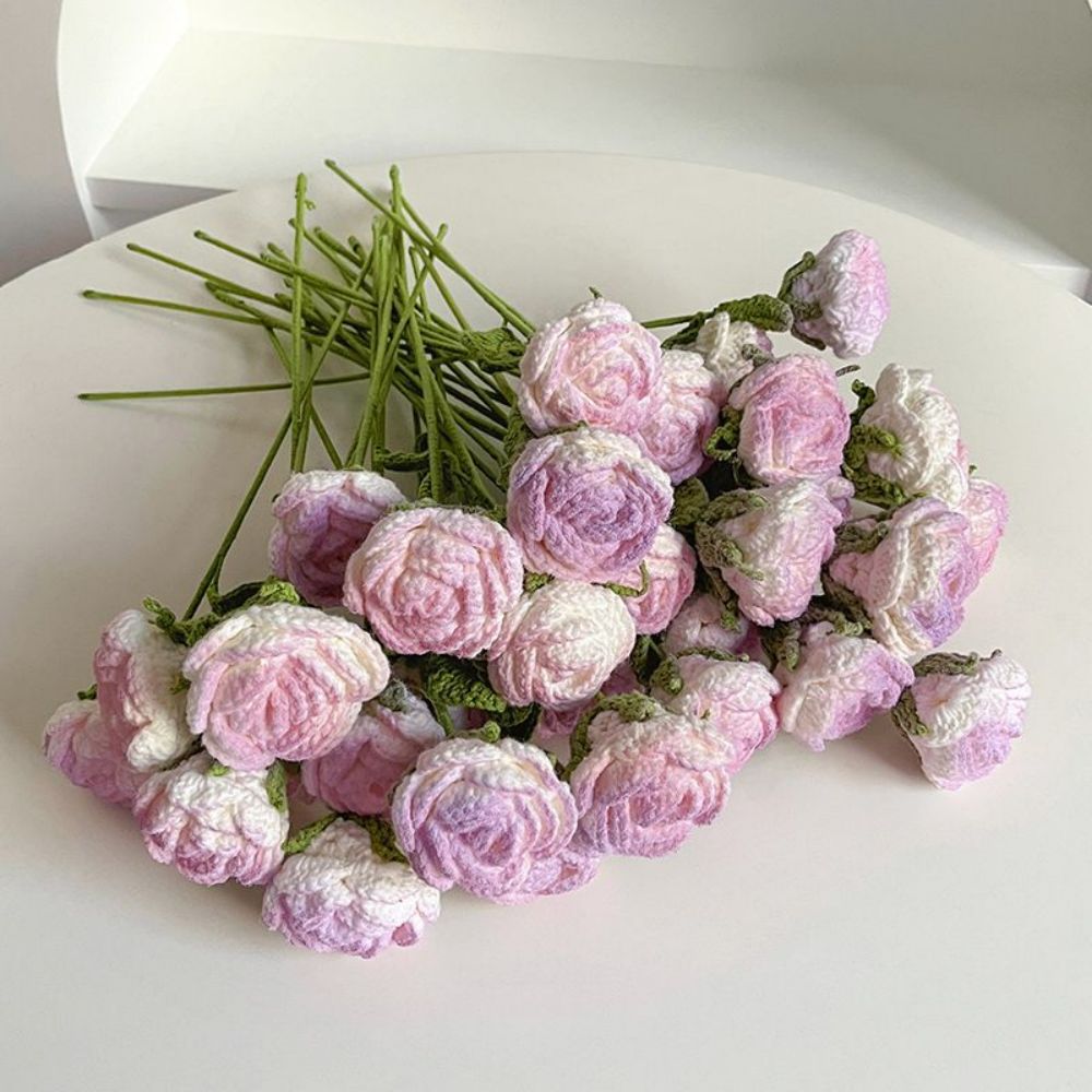 1pc Handmade Knitted Flower Rose Crochet Flower Gift for Her