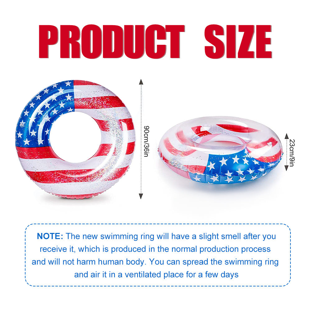Inflatable Pool Float Tube Cool USA Flag Design Water Swimming Ring for Beach Lake Pool
