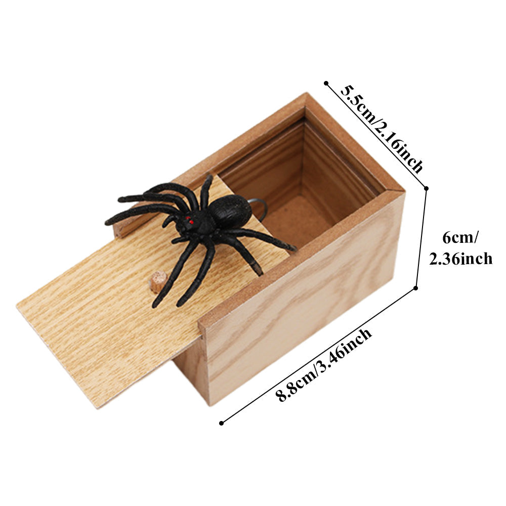 Spider Prank Scare Box Wooden Surprise Candy Box Joke Toys Gag Gift for Halloween