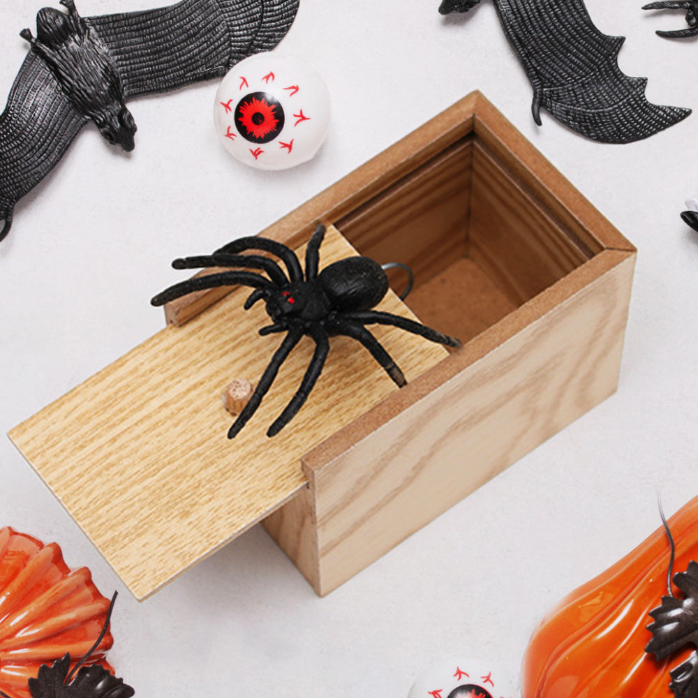 Spider Prank Scare Box Wooden Surprise Candy Box Joke Toys Gag