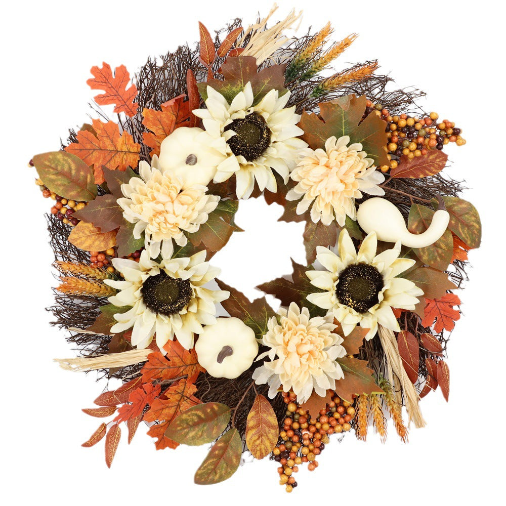 Fall Pumpkin Wreath Year Round Durable Autumn Wreath Front Door Wreath Home Decor