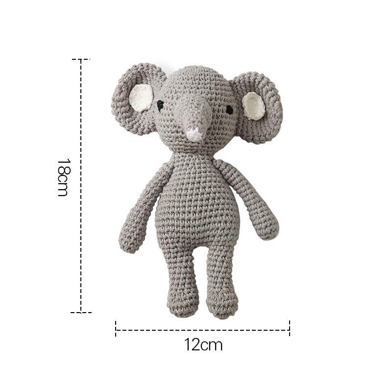 Knitted Dolls Toy Cute Animal Wooden Baby Rattle for Children's Educational Toy22