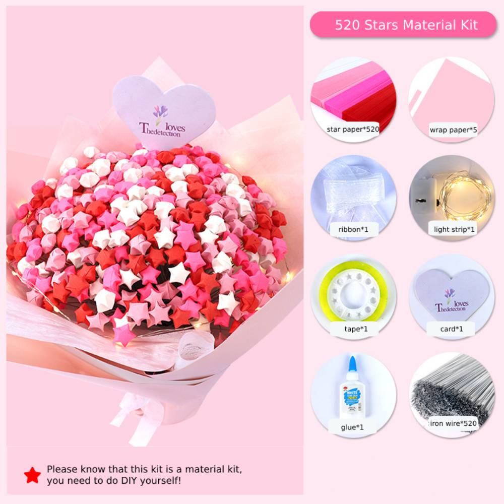 DIY Lucky Paper Stars Bouquet Set Valentine's Day Gifts for Lovers