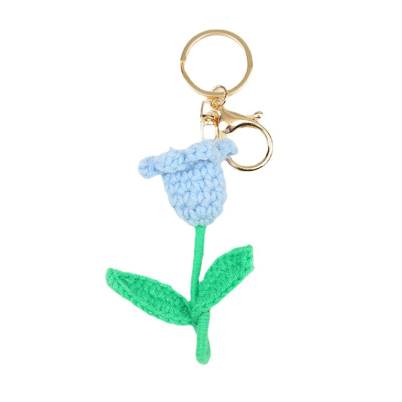 Crochet Flower Keychain Creative Tulip Handmade Knitted Keychain