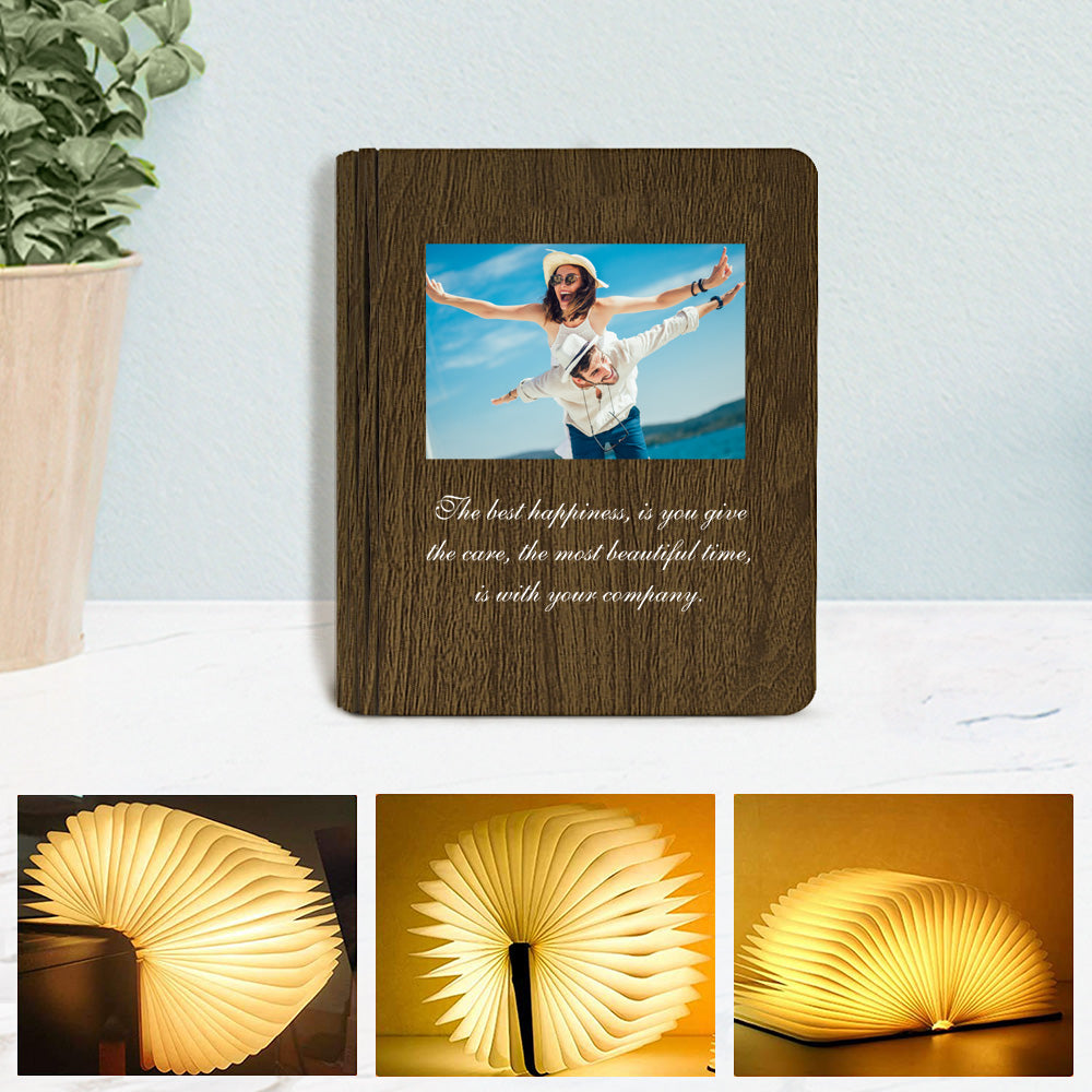 Customised Wooden Folding Magnetic Book Lamp with Photo and Text