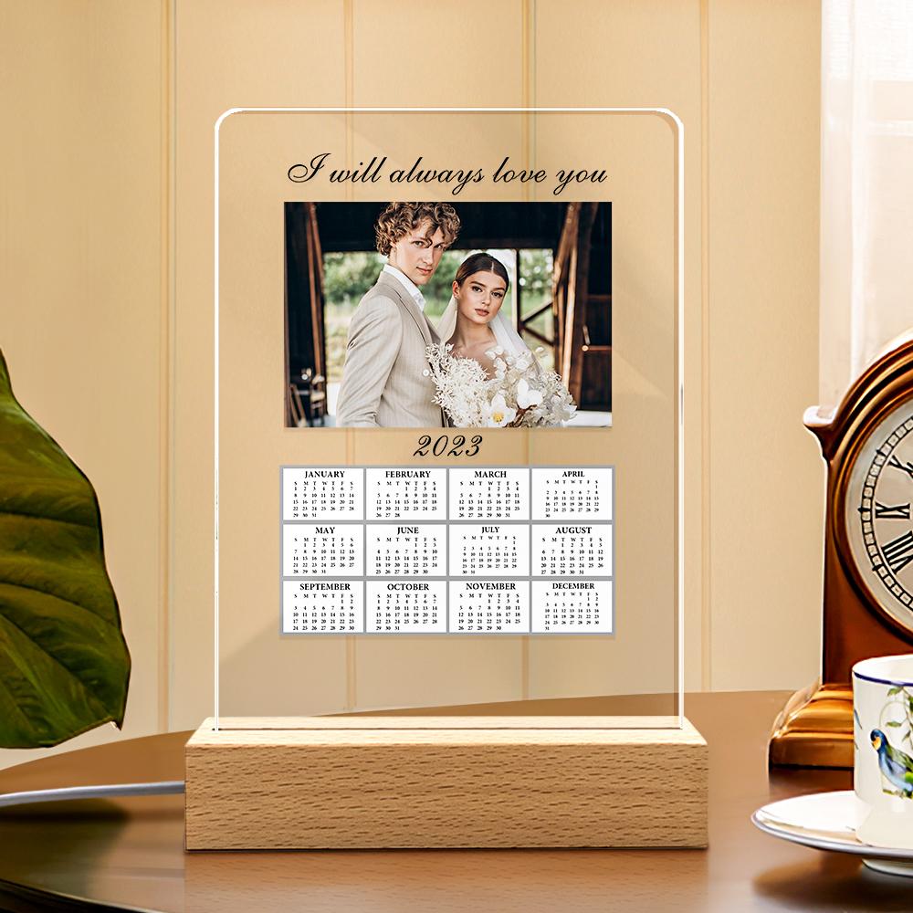 Custom Acrylic Calendar Personalised Night Light with Your Photo Gifts for Couples