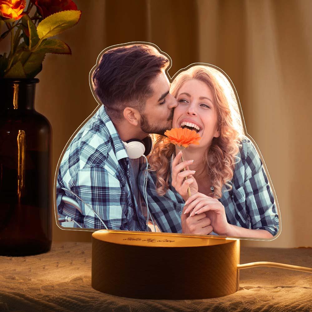 Custom Figure Cut Photo Lamp Personalised Night Lights With Custom Text Gift For Couples On Valentine`s Day