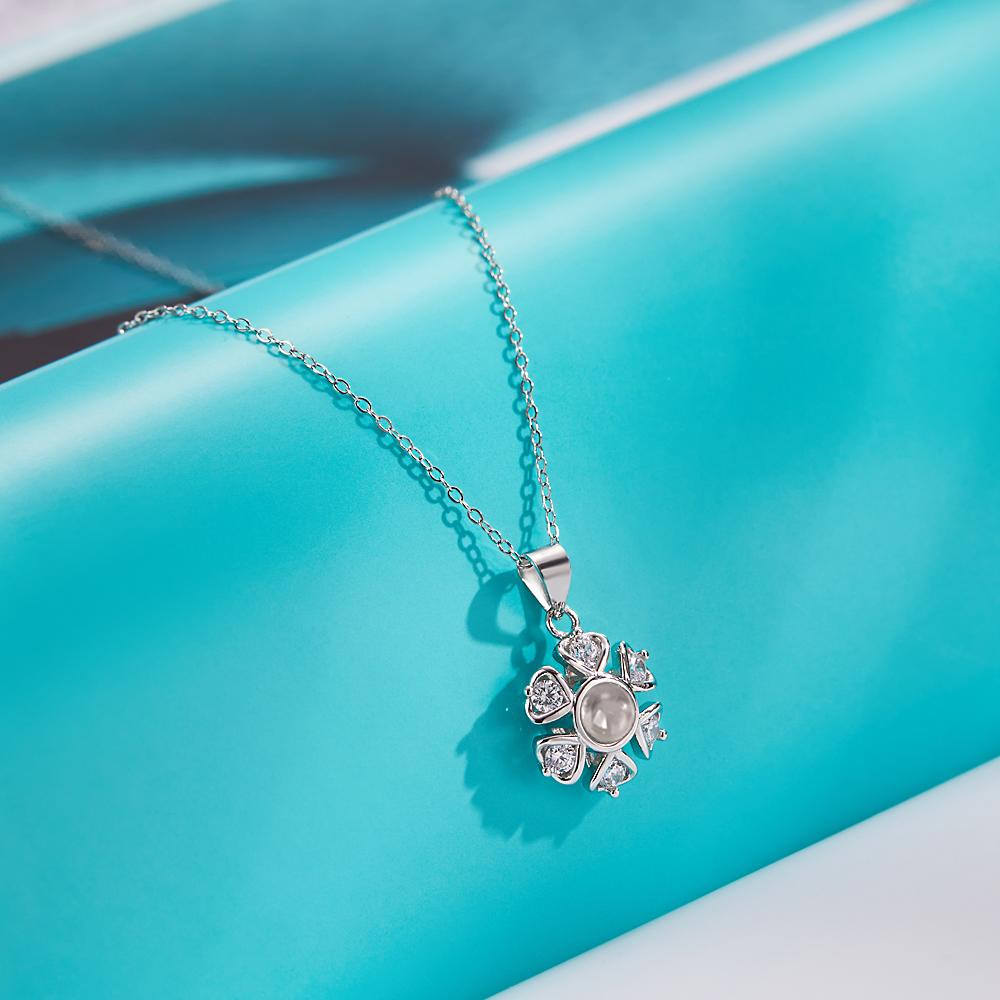 Custom Projection Necklace Personalised Flower Photo Necklace 925 Sterling Silver