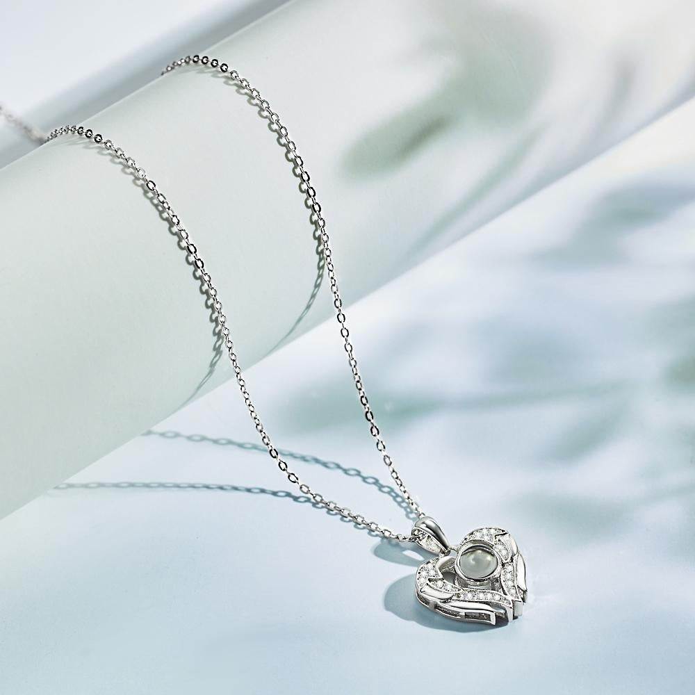 Personalised Angel Wings Photo Projection Necklace