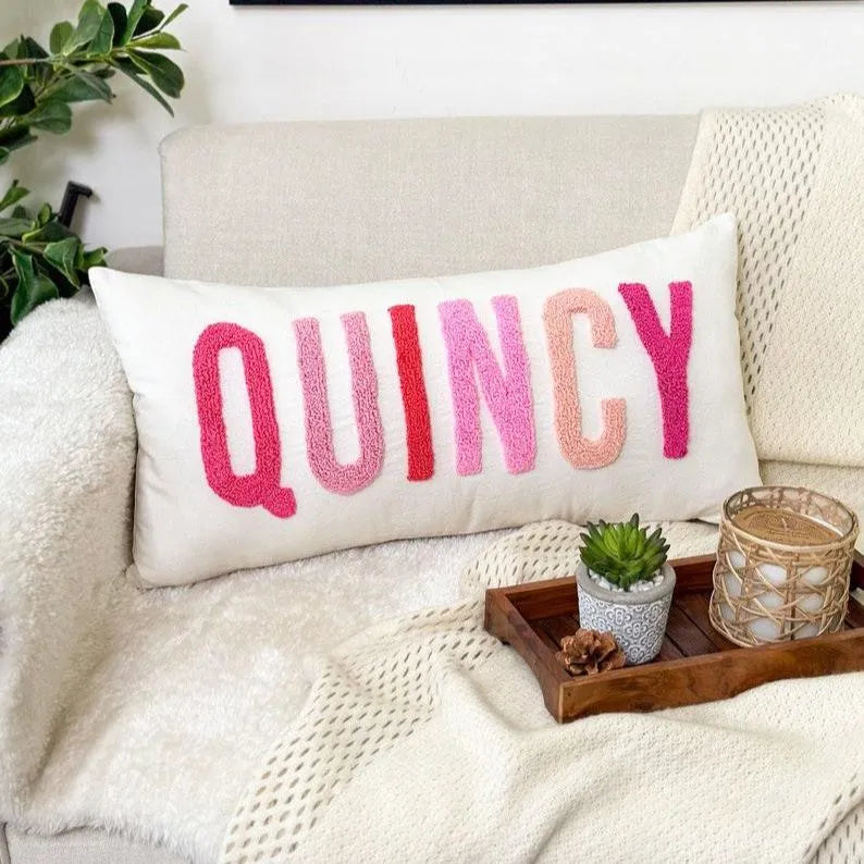 Personalized Baby Girl Room Name Pillow Cover Baby Girl Nursery Pillow Case Punch Needle Girl Kid Gift Dorm Gift Back to School Gift