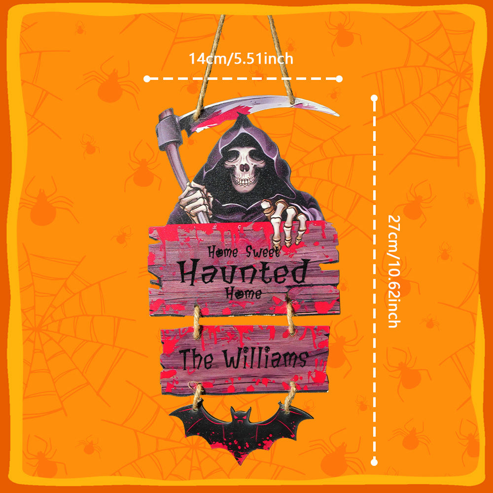 Personalised Death Scythe Ornaments Halloween Door Sign Home Decor for Halloween Gift