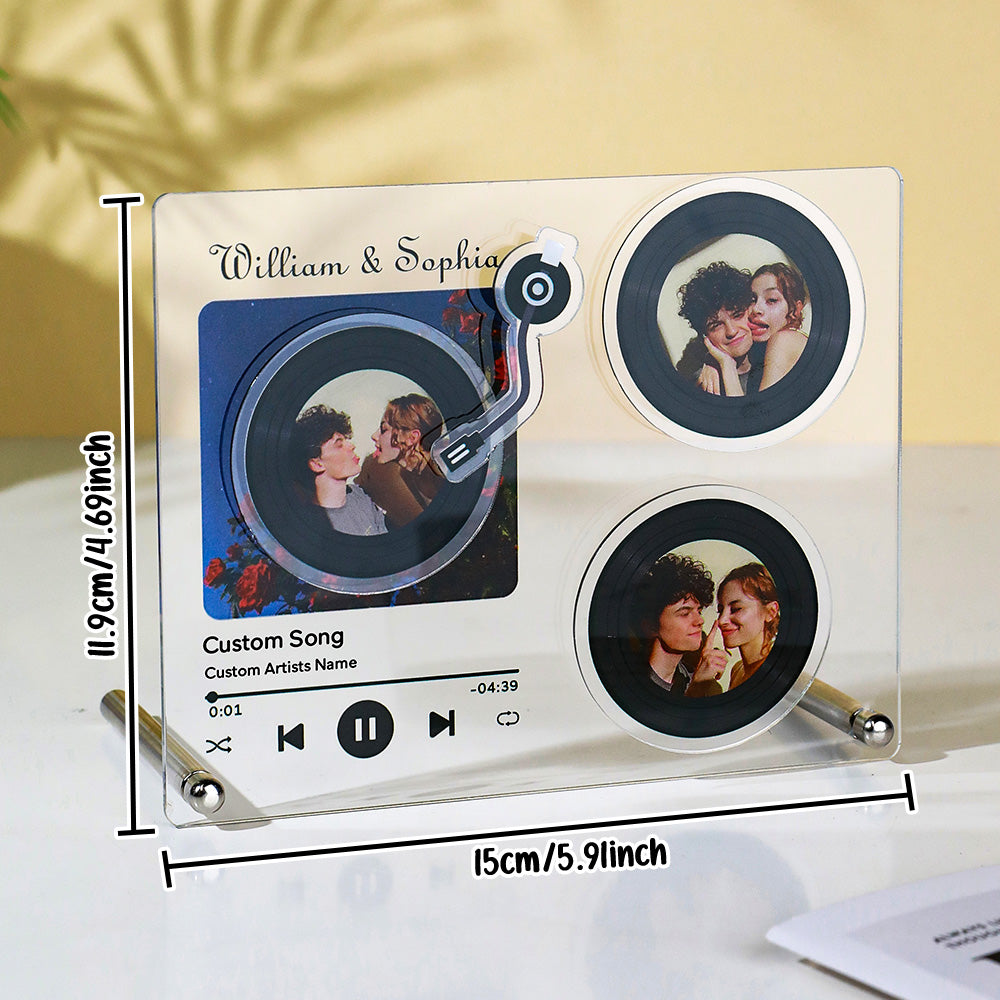 Personalised Rotatable Photo Vinyl Record Tap to Play NFC Music Record Plaque Gift for Lover