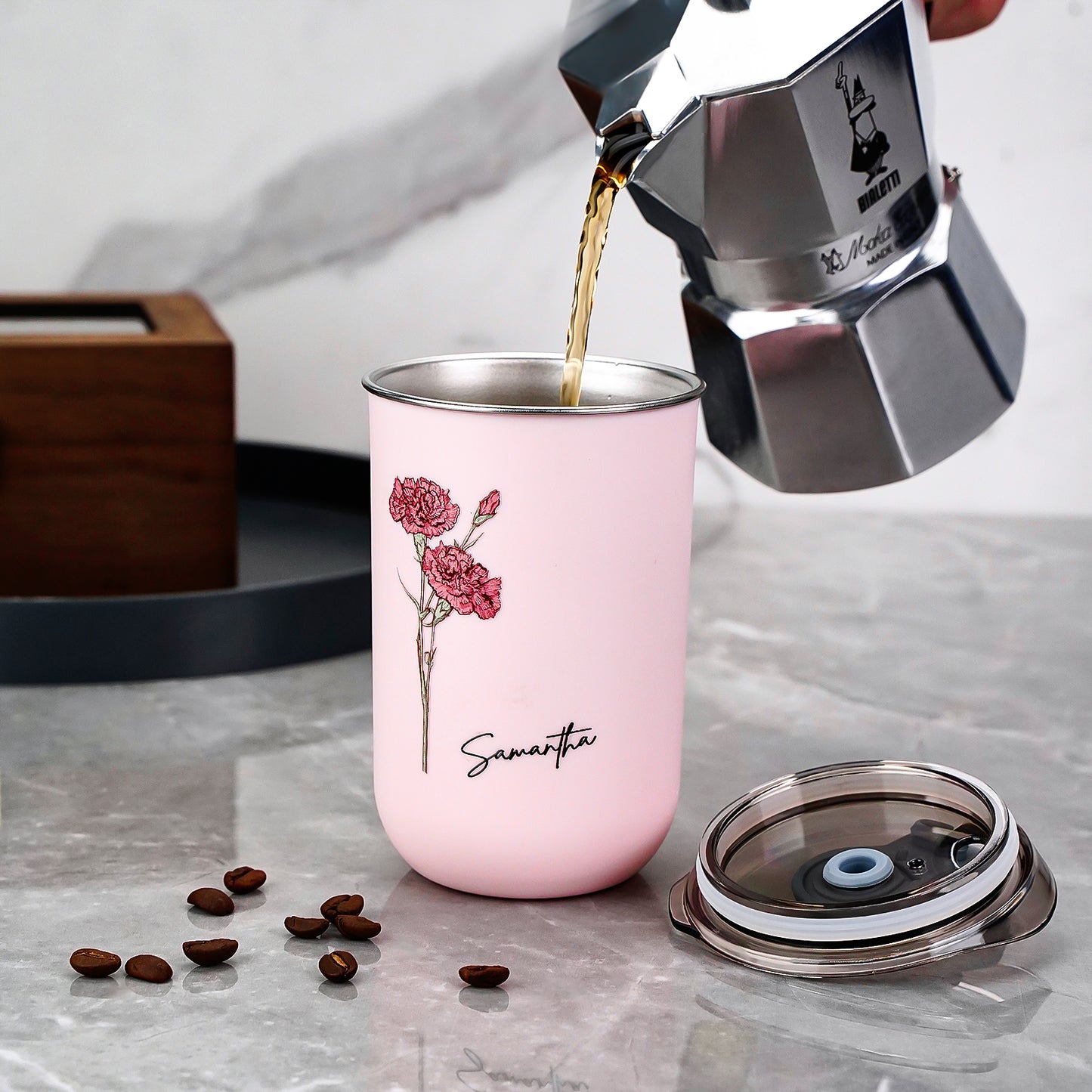 Custom Name Birth Flower Straw Coffee Cup 12oz/350ml - Personalised and Stylish