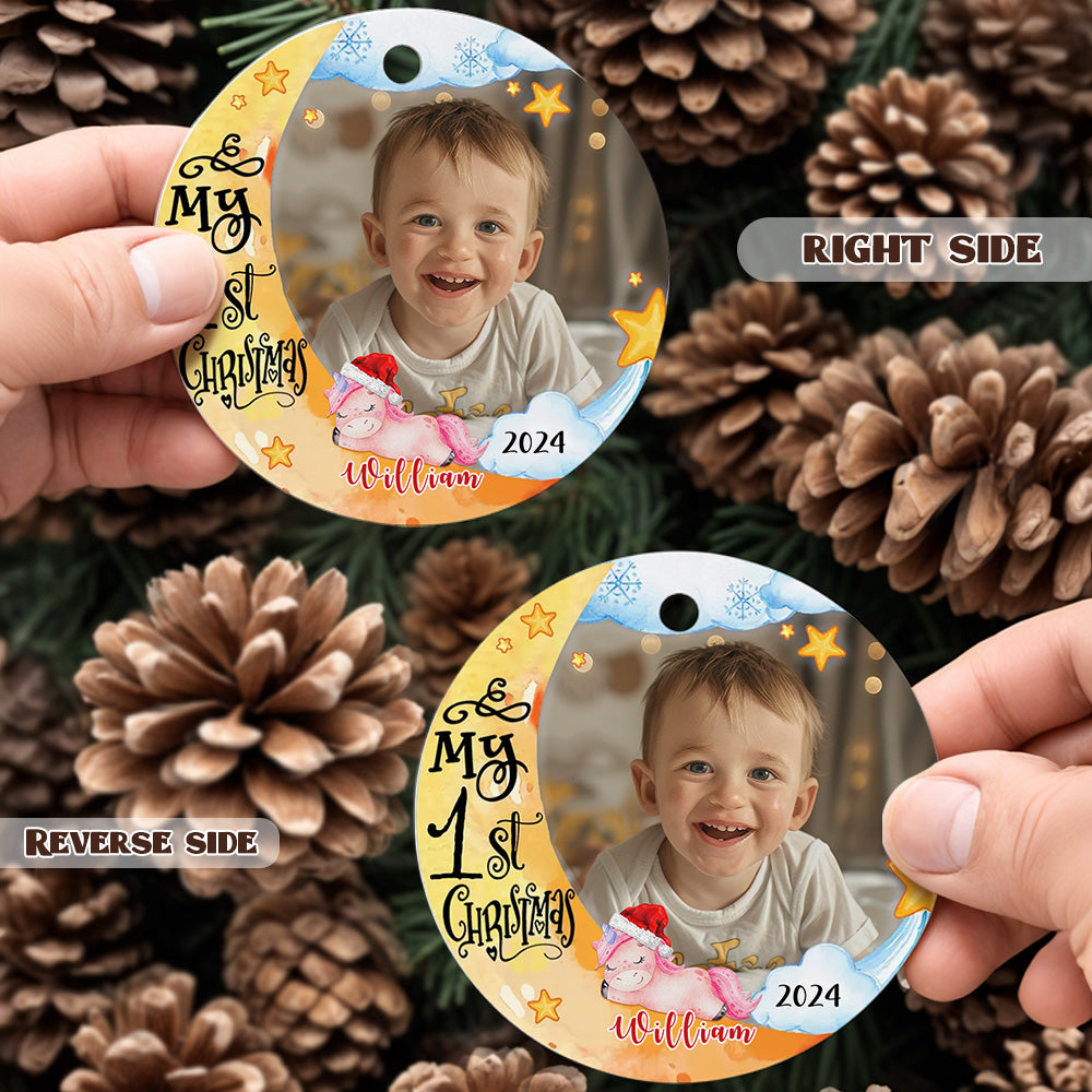 Personalised Baby's First Christmas Ornament with Photo Unicorn Christmas Ornament Gift for Kids