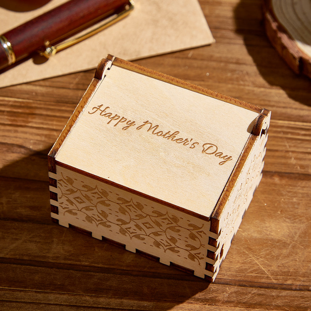 Personalised Wooden Photo Music Box Custom Heart Music Box Gift for Mother